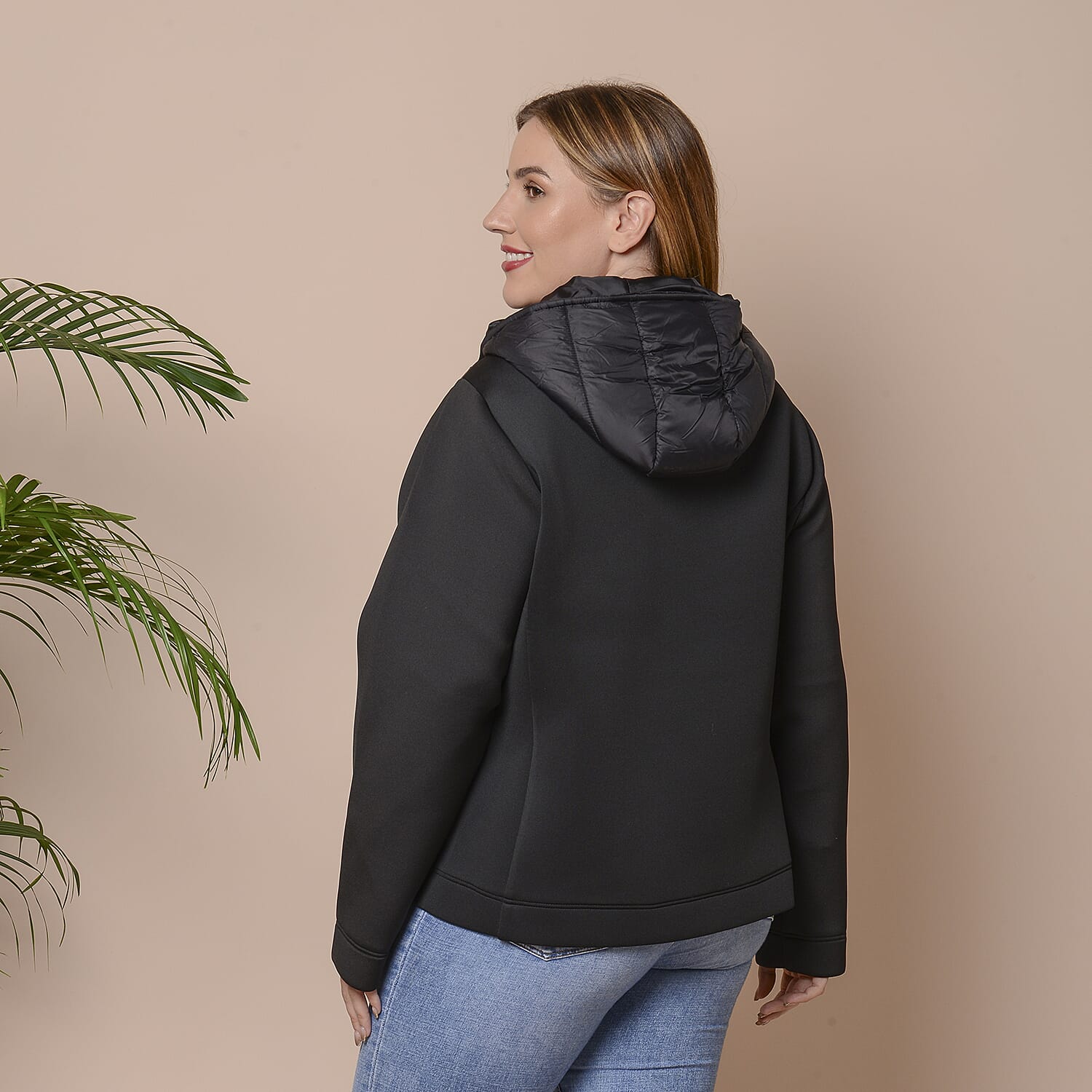 Winter Puffer Jacket with Hoodie in Classic Black