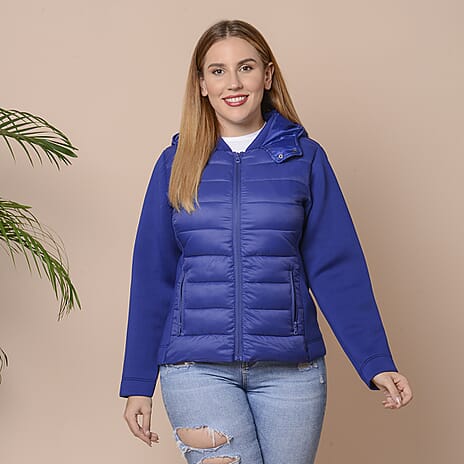 Winter Puffer Jacket with Hoodie in Blue (Size L, 18-20)