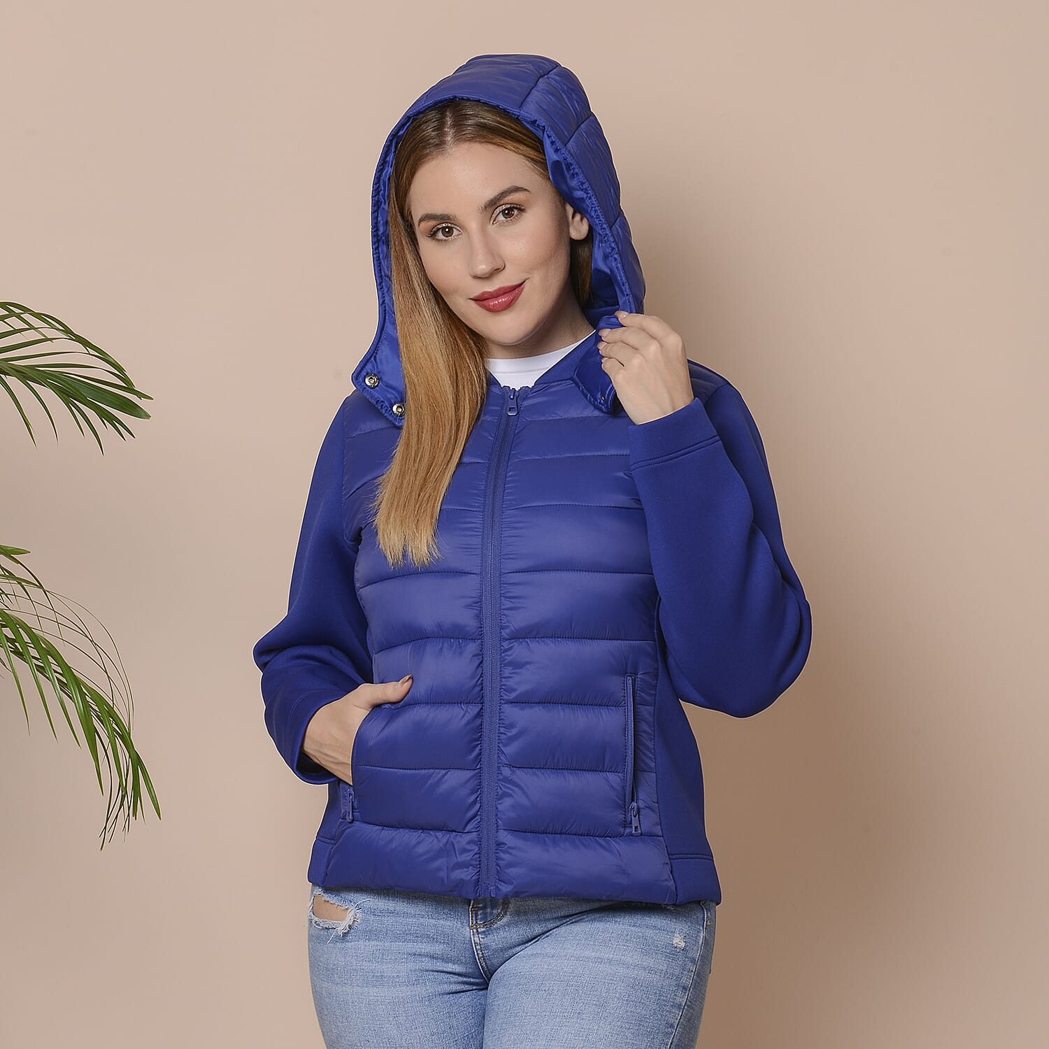 Winter Puffer Jacket with Hoodie in Blue (Size L, 18-20)