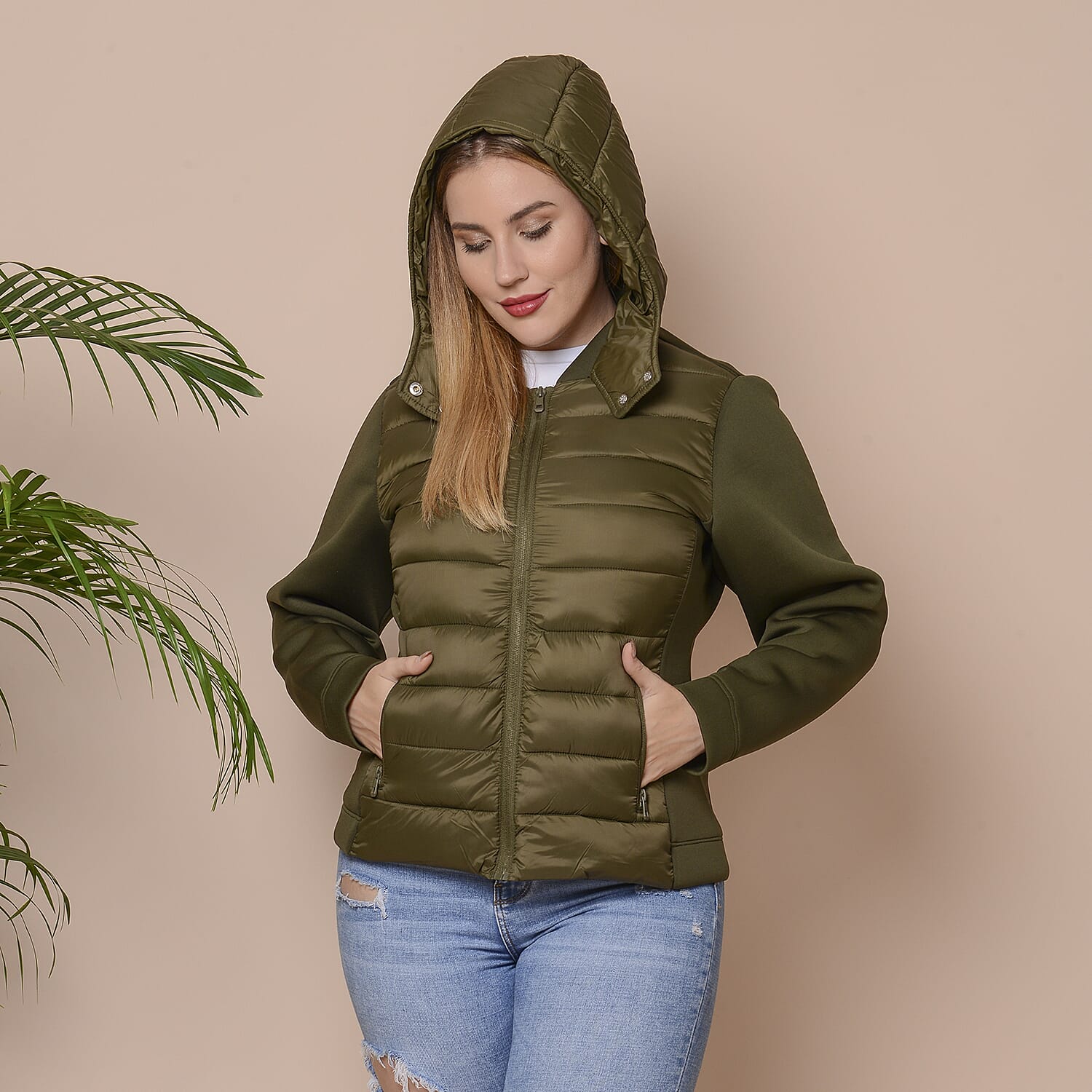 Winter Puffer Jacket with Hoodie in Classic Black