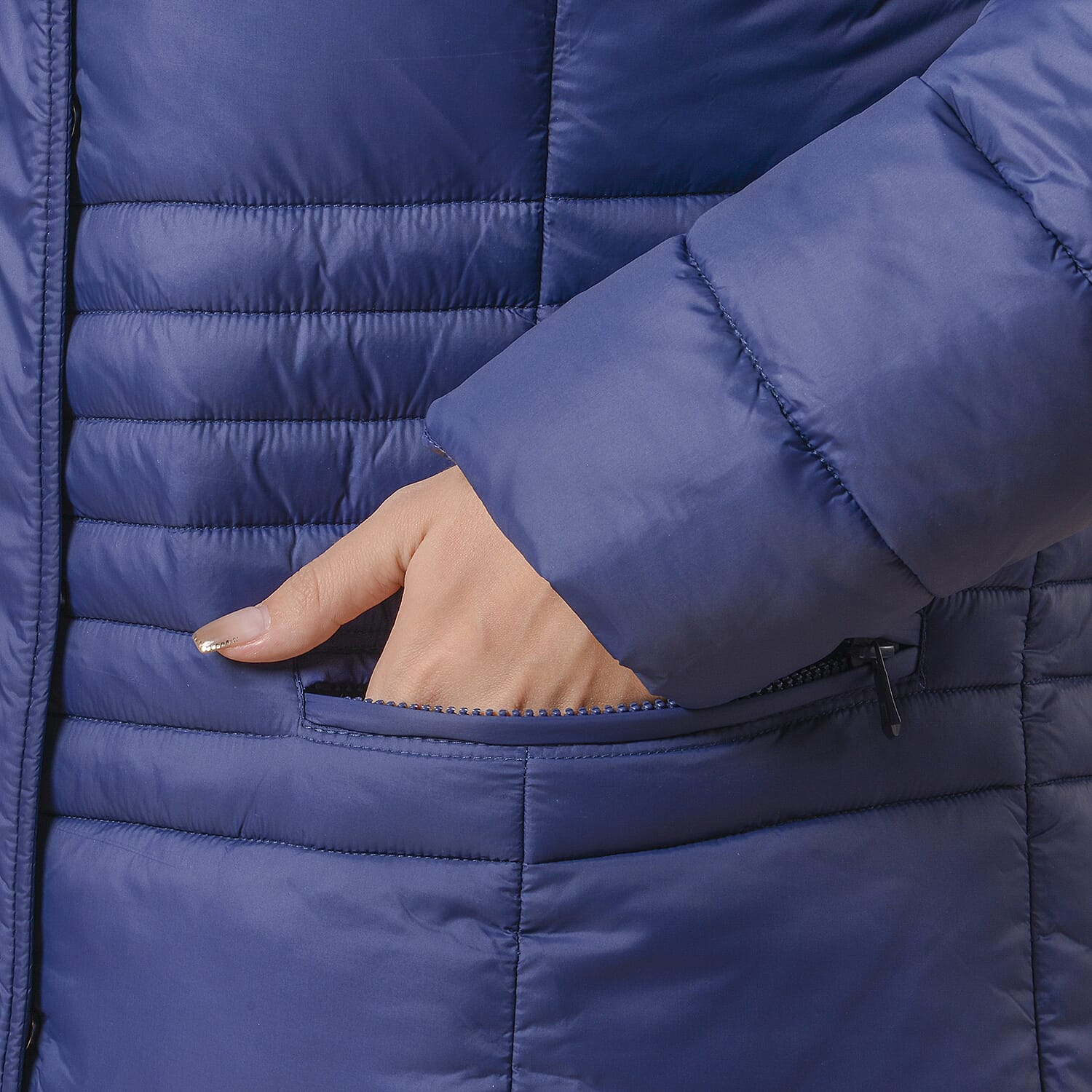 Winter Puffer Jacket with Middle Zip In Blue
