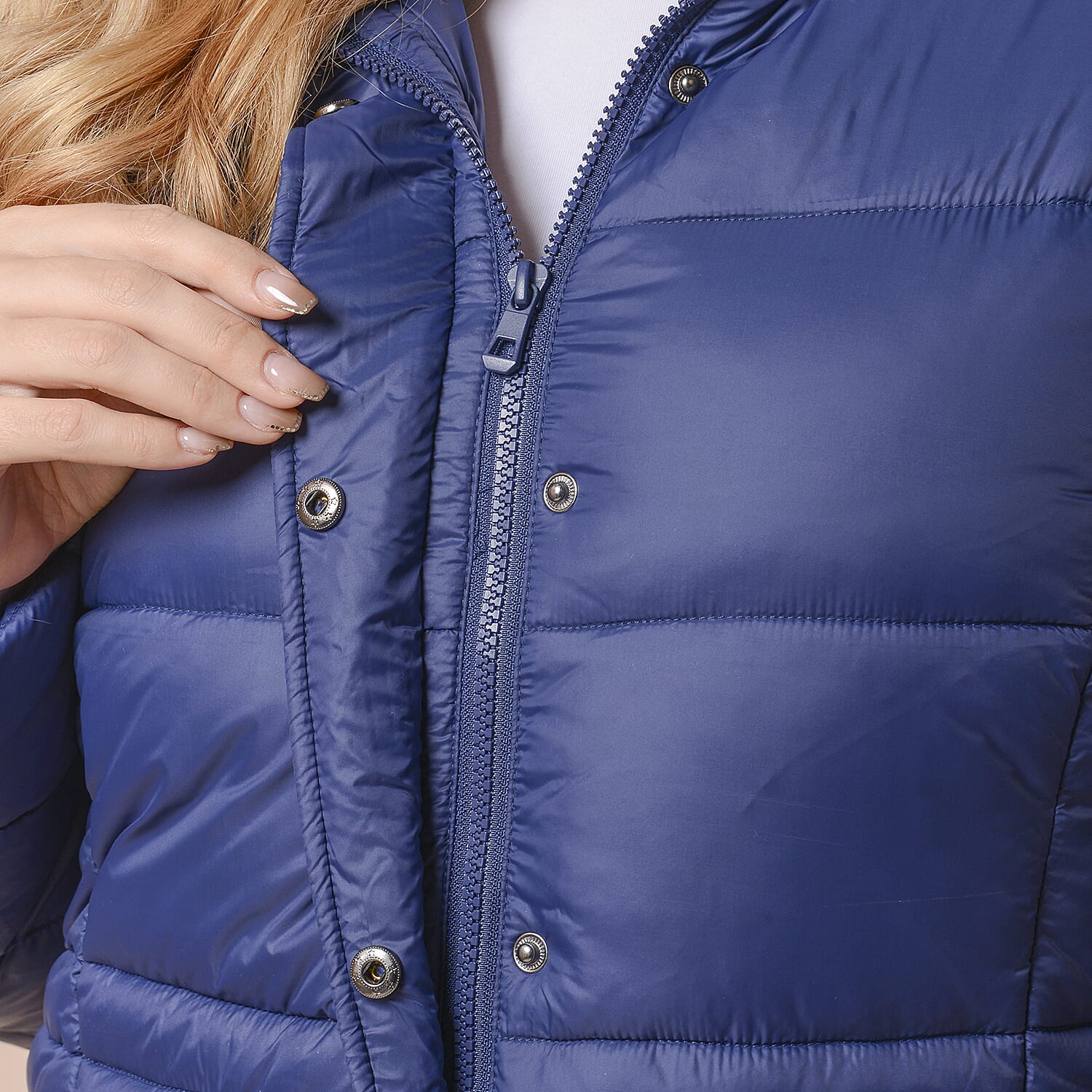 Winter Puffer Jacket with Middle Zip In Blue