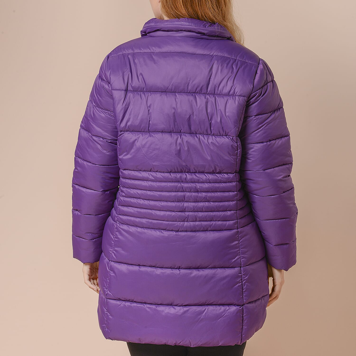 Winter Puffer Jacket with Middle Zip In Plum Purple (Size: S, 10-12)