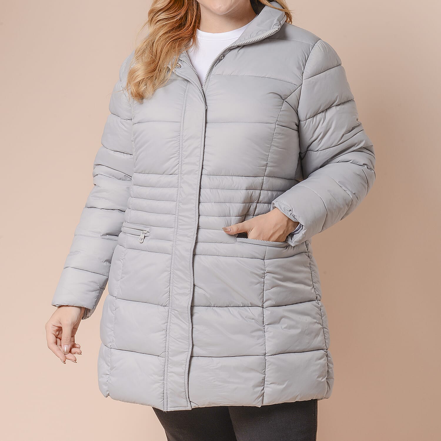 Winter Puffer Jacket with Middle Zip In Blue