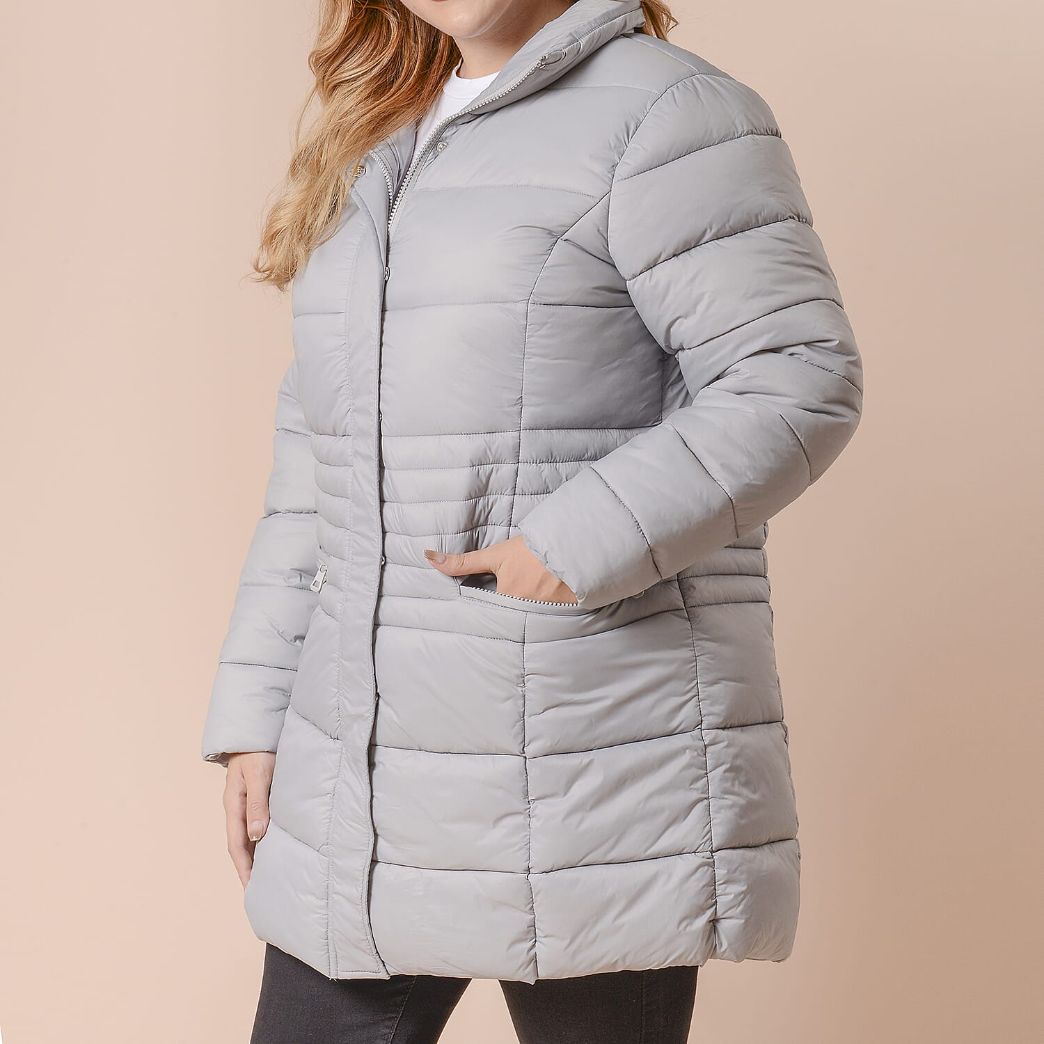 Winter Puffer Jacket with Middle Zip In Blue