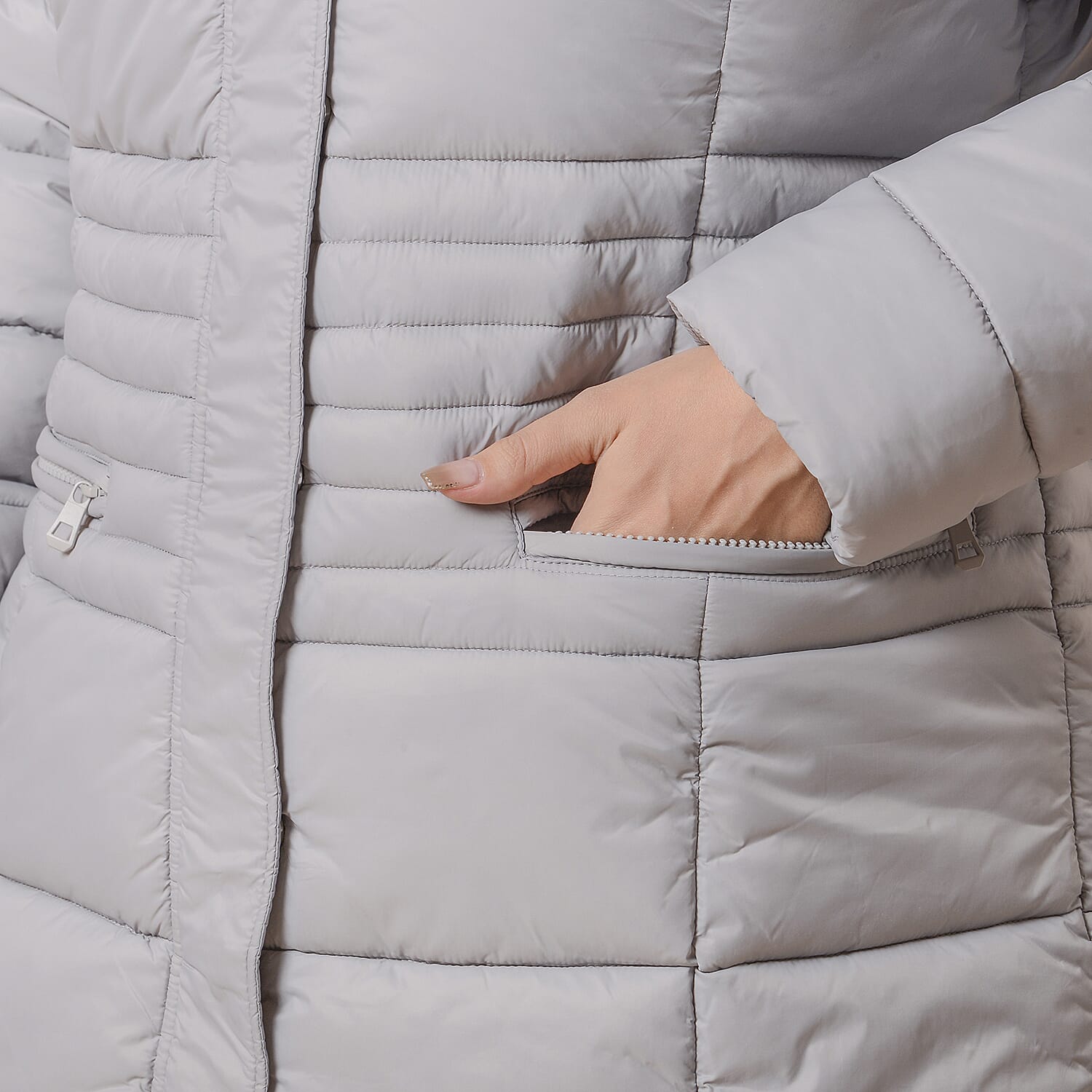 Winter Puffer Jacket with Middle Zip In Blue