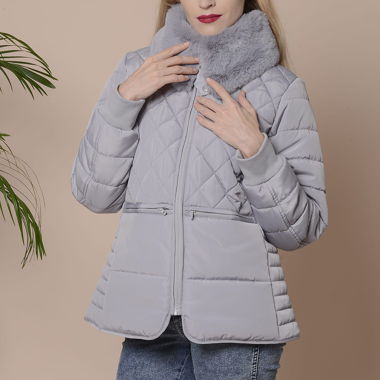 Winter Quilted Jacket with Removeable Faux Fur Neckline (Size: XL, 22-24)