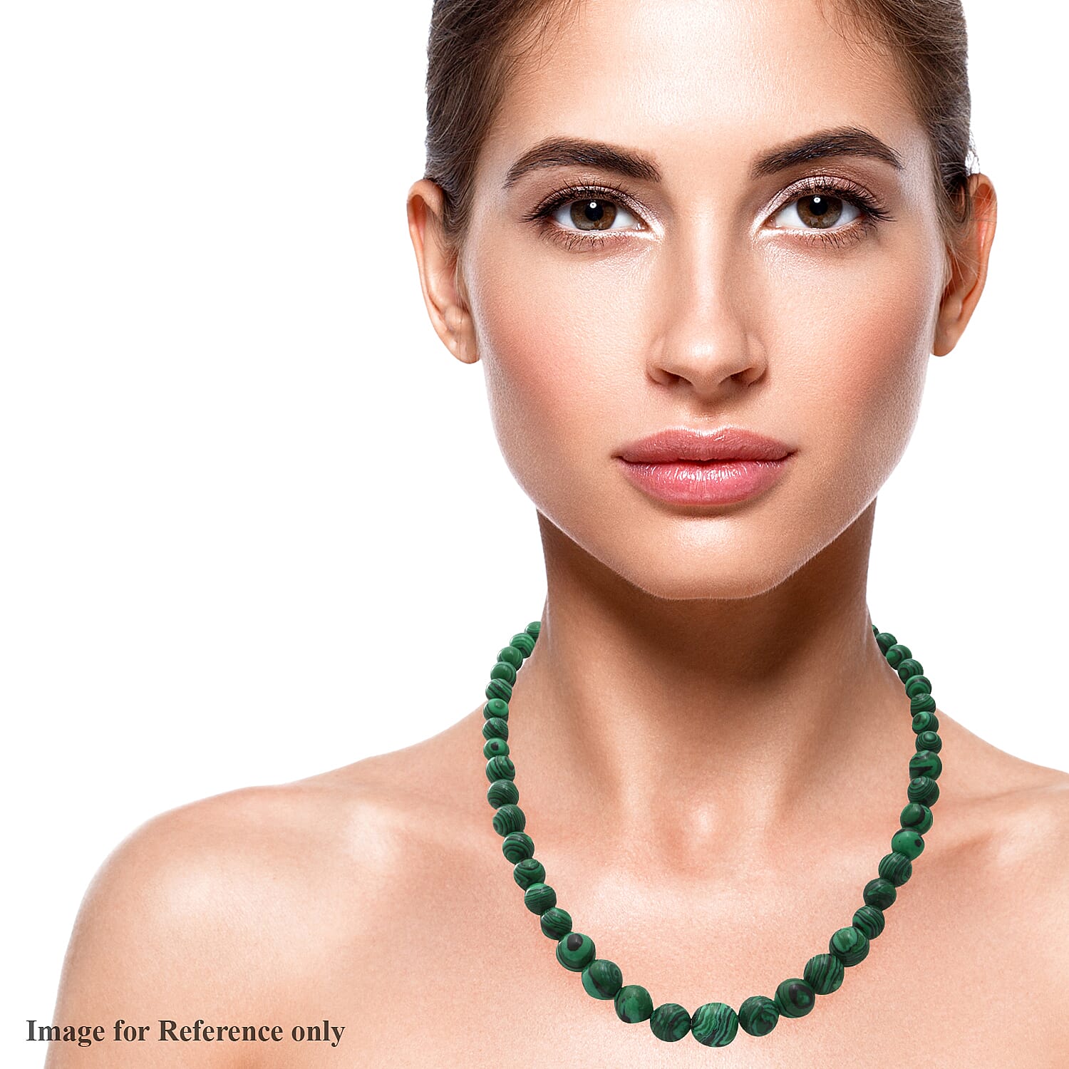 Malachite Beaded Necklace with Lobster Clasp (Size 18) in Rhodium Overlay Sterling Silver 240.00 Ct.