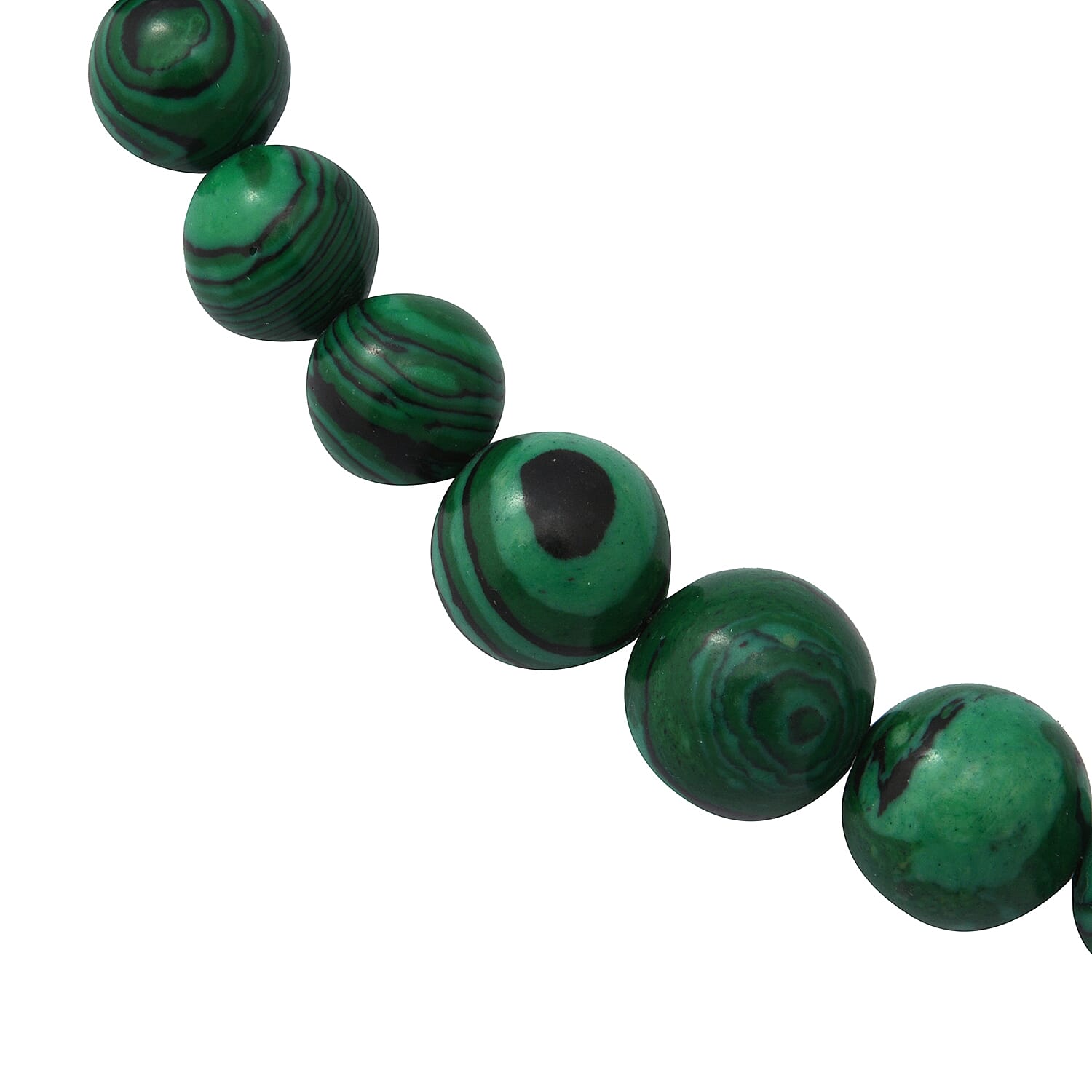 Malachite Beaded Necklace with Lobster Clasp (Size 18) in Rhodium Overlay Sterling Silver 240.00 Ct.