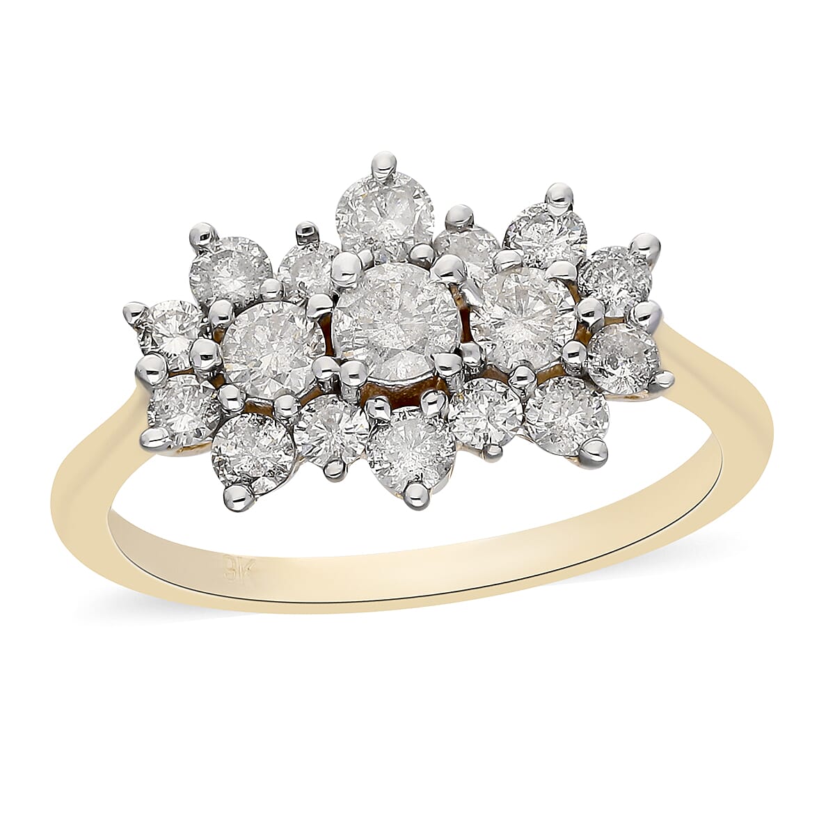 Limited Edition - 9K Yellow Gold SGL Certified Diamond (G-H) Boat Ring 1.00 Ct.