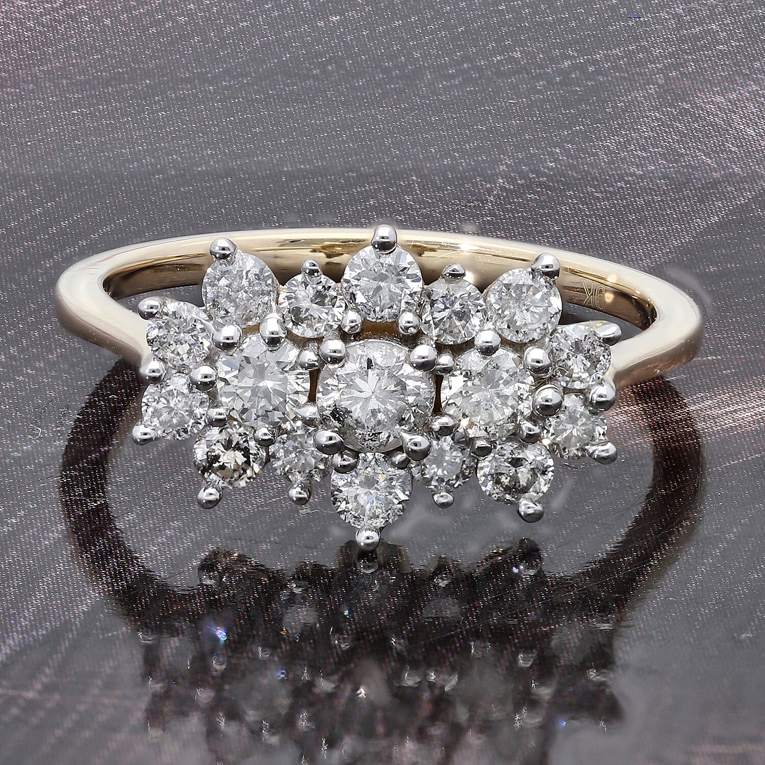 Limited Edition - 9K Yellow Gold SGL Certified Diamond (G-H) Boat Ring 1.00 Ct.