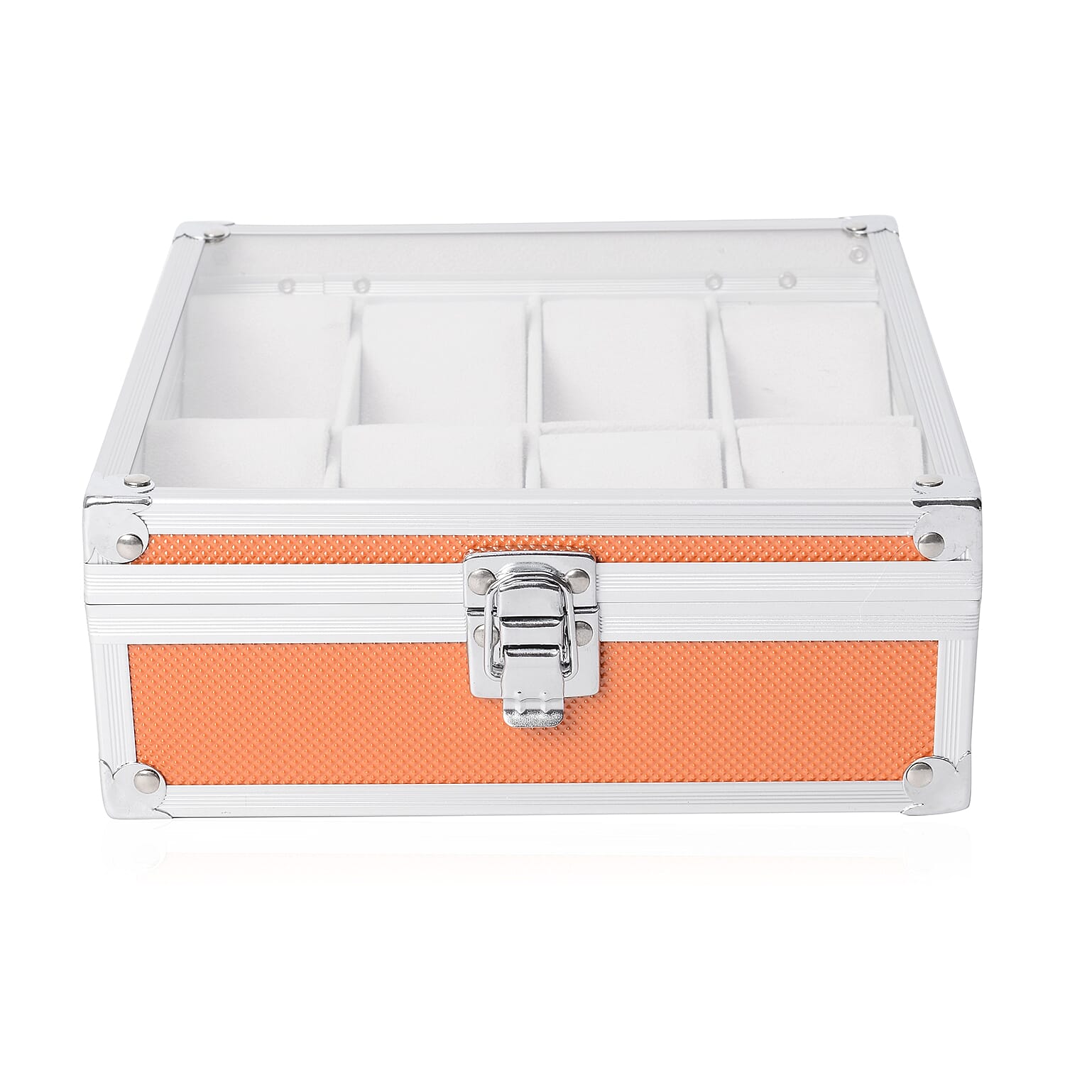 Aluminium 8 Slot Watch Box (Size 21.5x20x8 Cm) - Orange