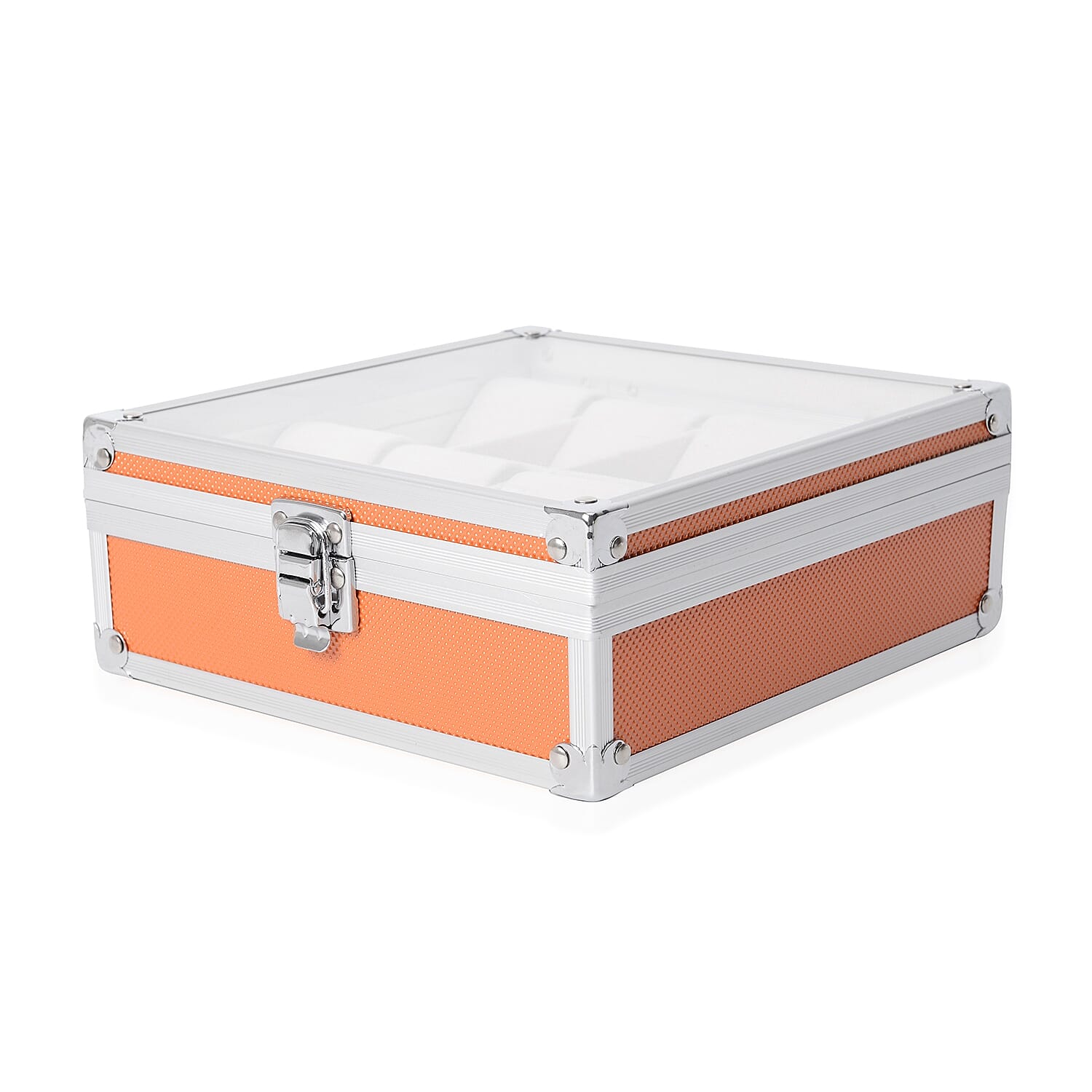 Aluminium 8 Slot Watch Box (Size 21.5x20x8 Cm) - Orange