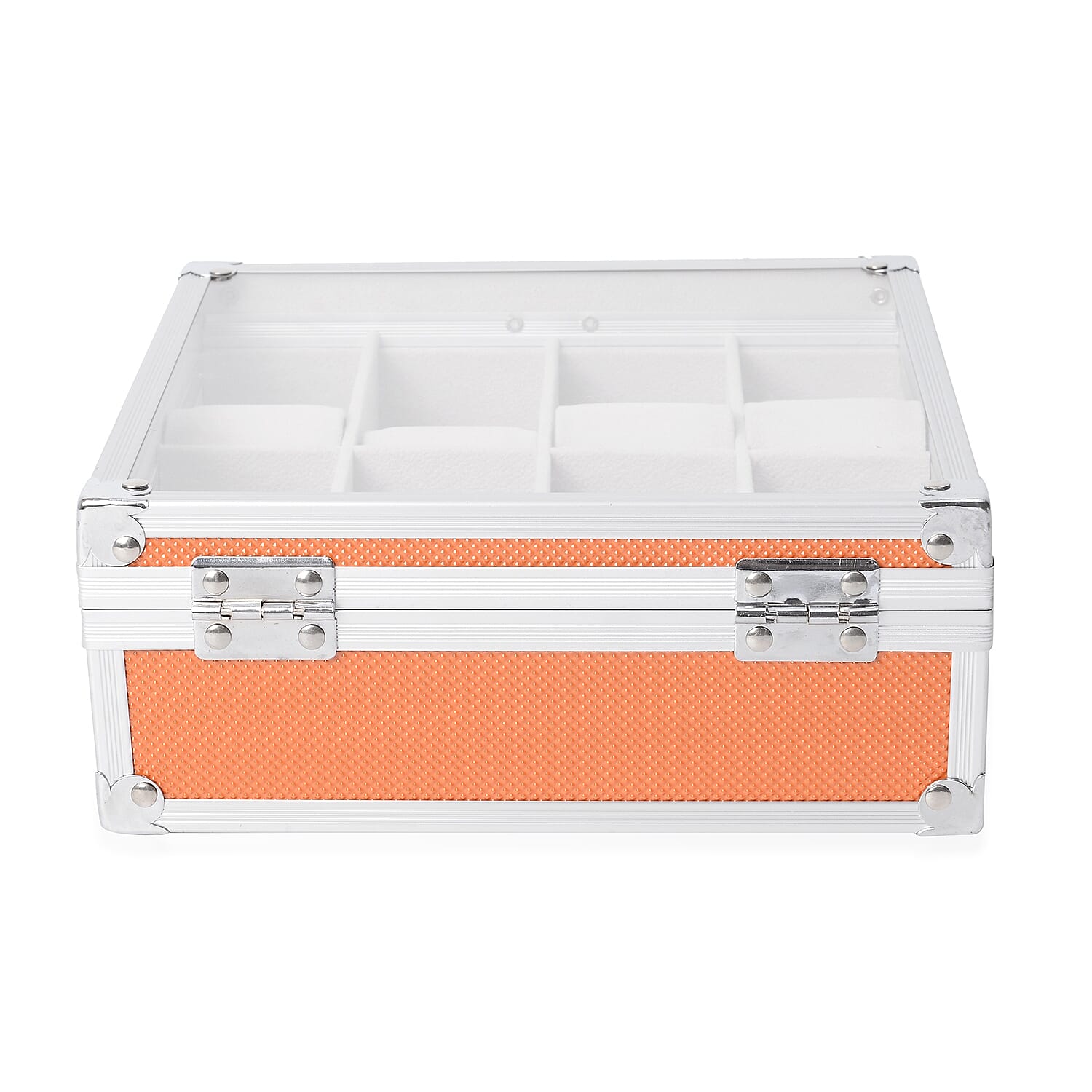 Aluminium 8 Slot Watch Box (Size 21.5x20x8 Cm) - Orange