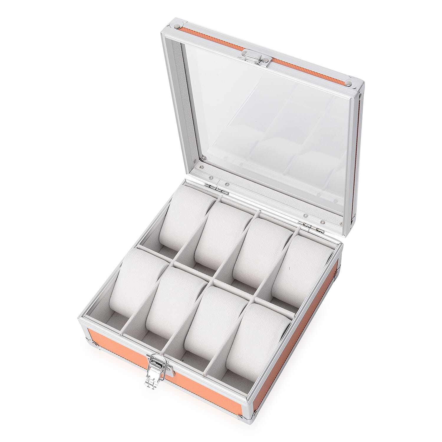 Aluminium 8 Slot Watch Box (Size 21.5x20x8 Cm) - Orange
