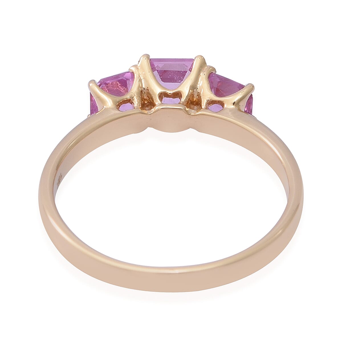 ILIANA 18K Yellow Gold AAA Pink Sapphire Trilogy Ring 1.76 Ct.