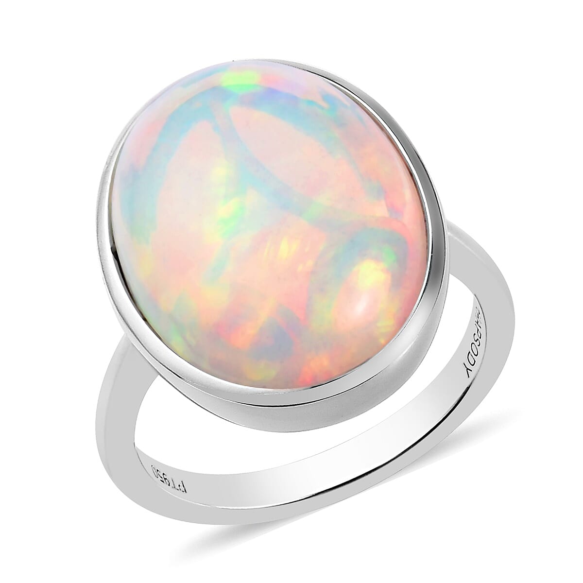 RHAPSODY 950 Platinum Ethiopian Welo Opal Ring 7.75 Ct, Platinum wt. 5.50 Gms