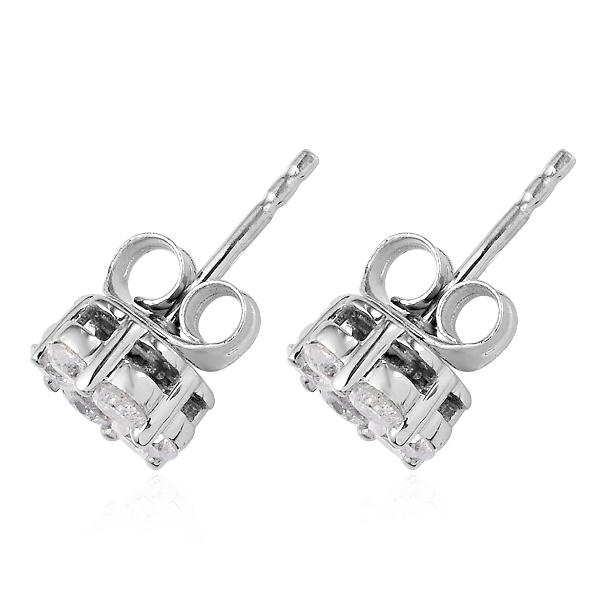 9K White Gold SGL Certified Natural Diamond (I3/G-H) Floral Stud Earrings (with Push Back) 1.00 Ct.