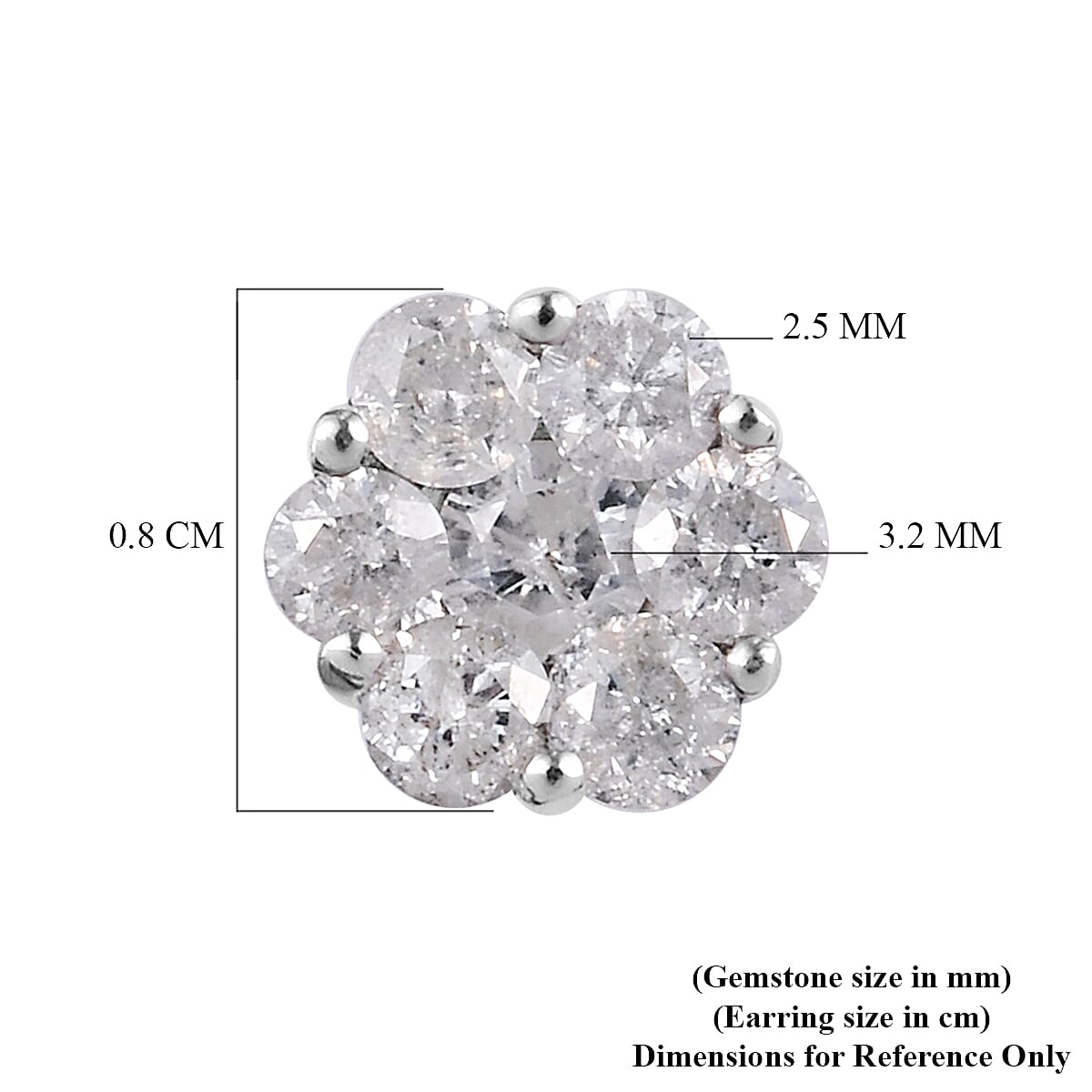 9K White Gold SGL Certified Natural Diamond (I3/G-H) Floral Stud Earrings (with Push Back) 1.00 Ct.