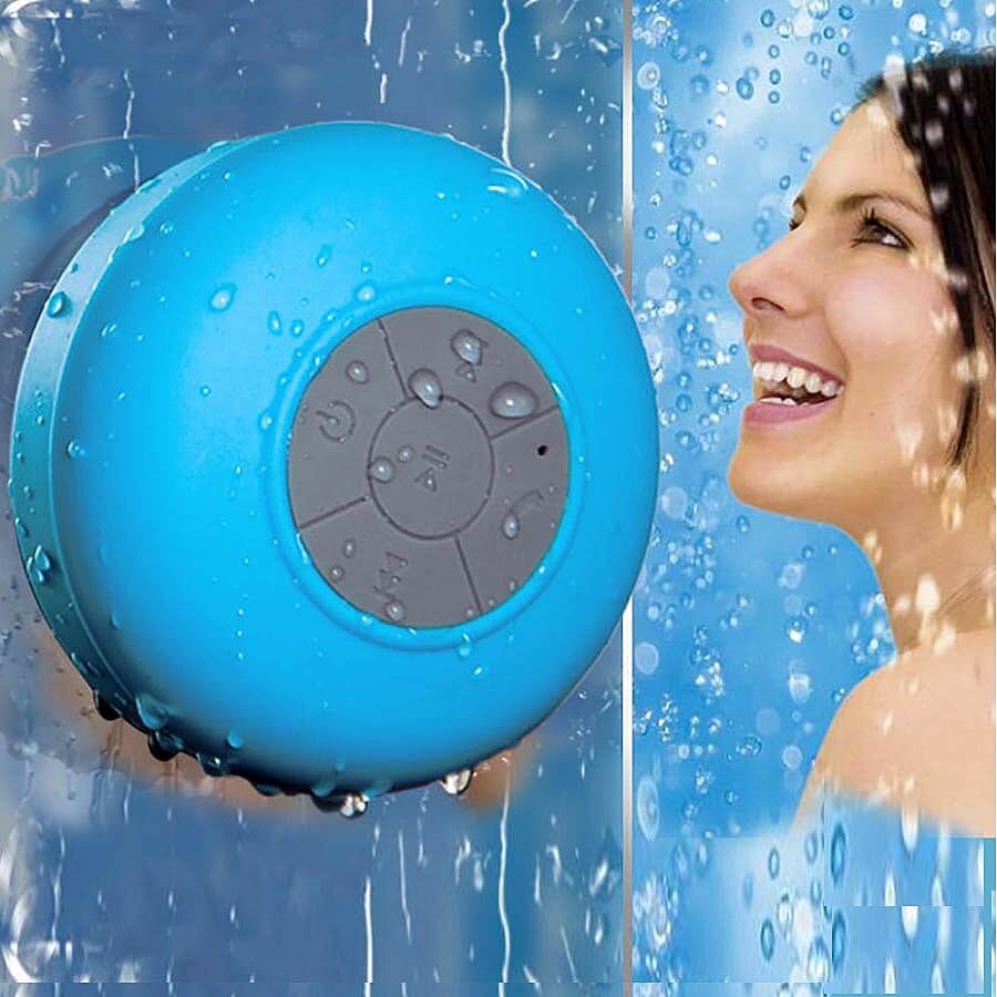 Multi Use Rain / Splash Proof Wireless Bluetooth Stereo Speaker with Built-in Mic. - Blue