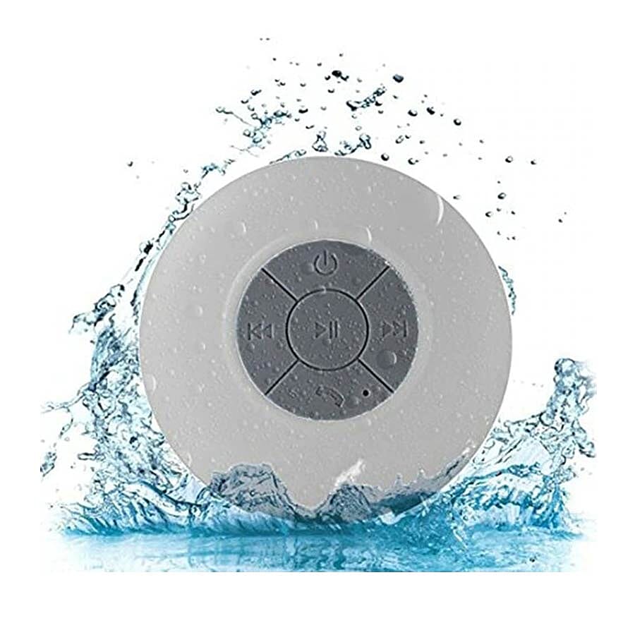 Multi Use Rain / Splash Proof Wireless Bluetooth Stereo Speaker with Built-in Mic. - White