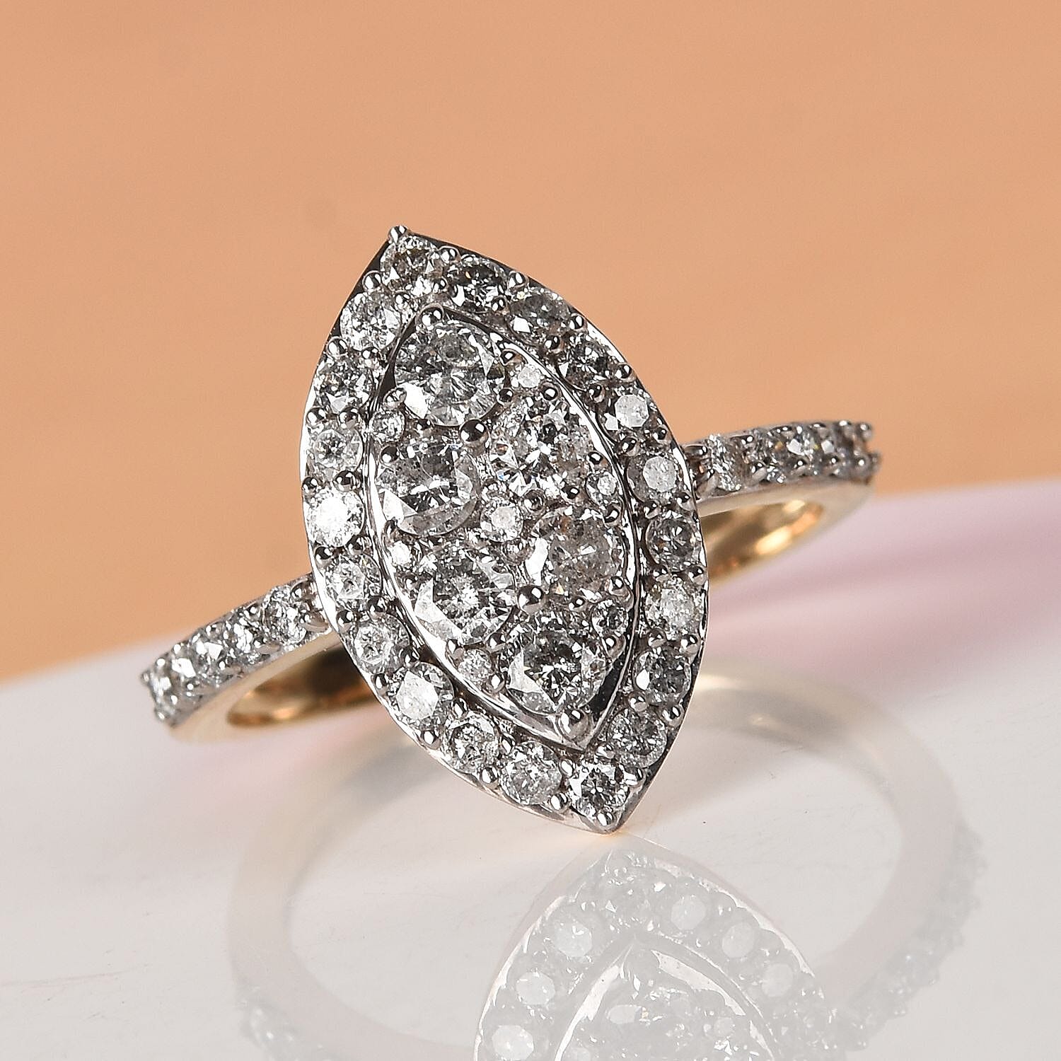 9K Yellow Gold SGL Certified Diamond (I3/G-H) Ring 1.00 Ct.