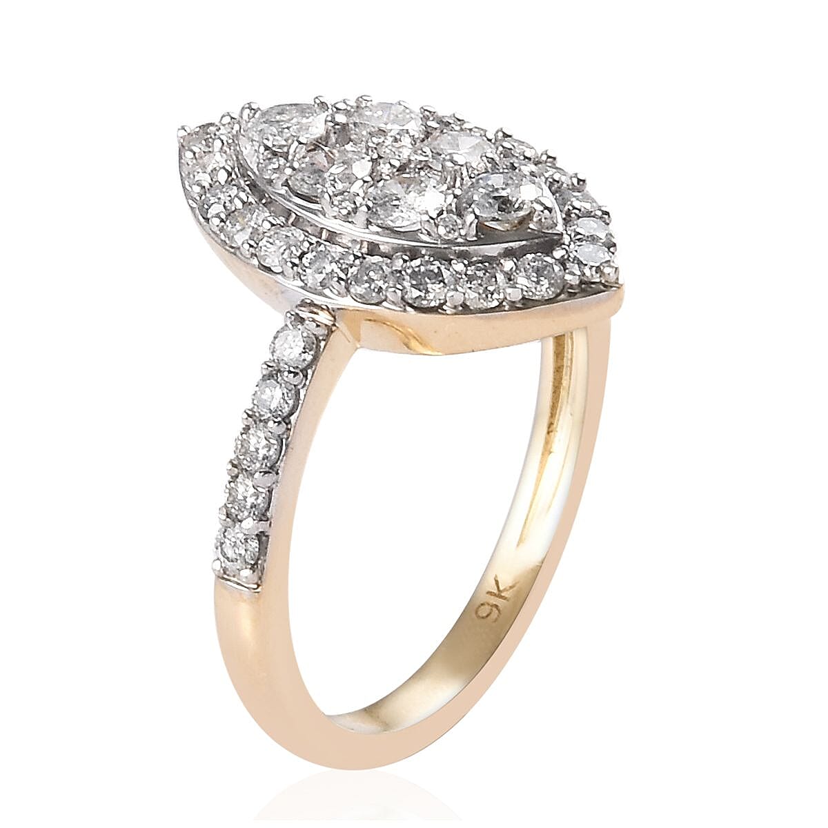 9K Yellow Gold SGL Certified Diamond (I3/G-H) Ring 1.00 Ct.