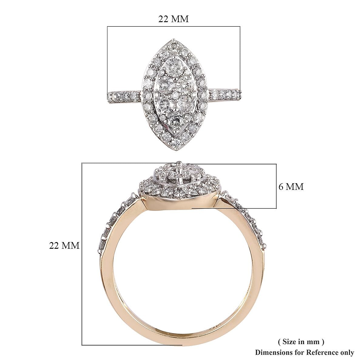 9K Yellow Gold SGL Certified Diamond (I3/G-H) Ring 1.00 Ct.