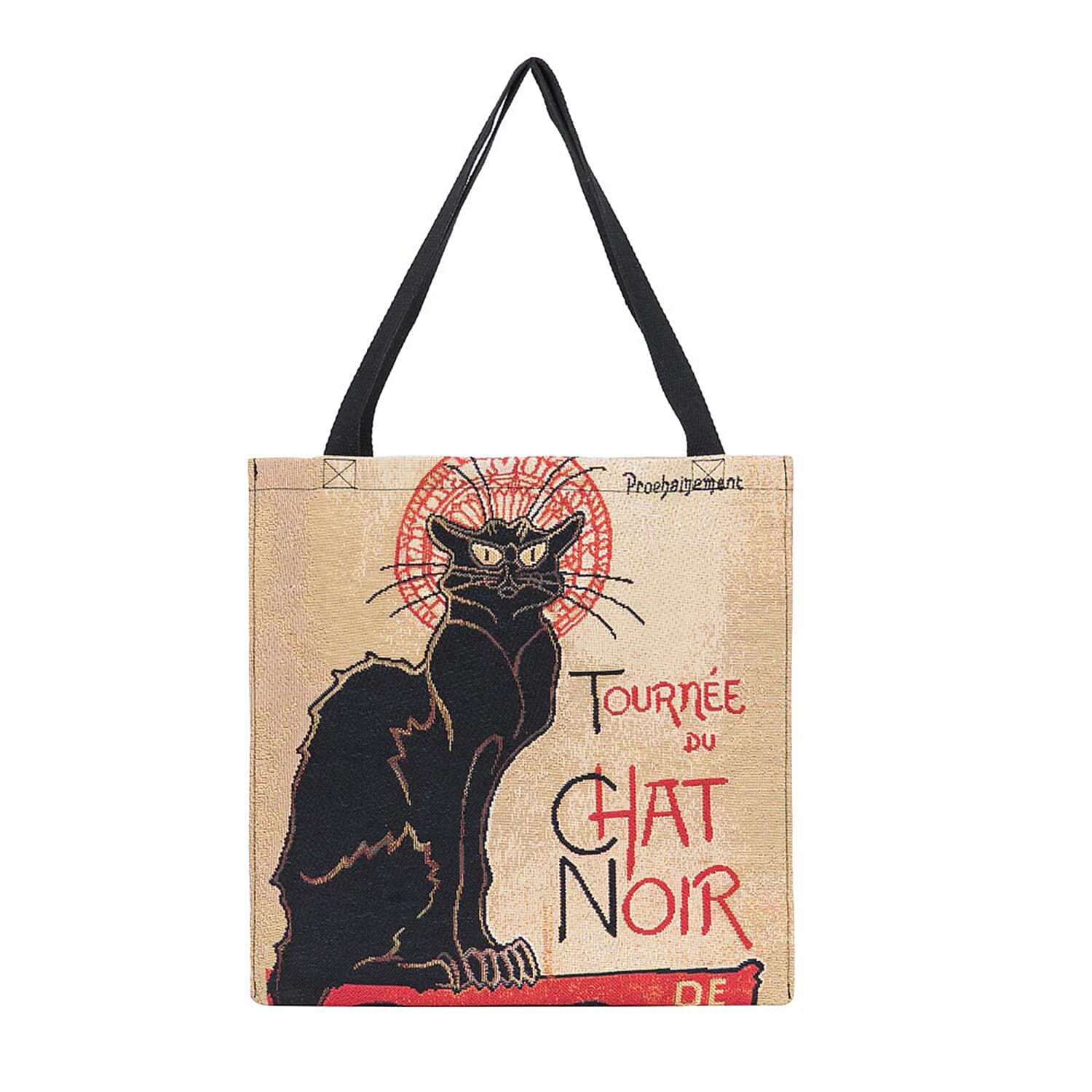 Signare Tapestry - 2 Piece Set - Tournee du Chat Noir Crossbody Bag (33x8x34cm) and Gusset Bag (22x5x17cm) in Beige
