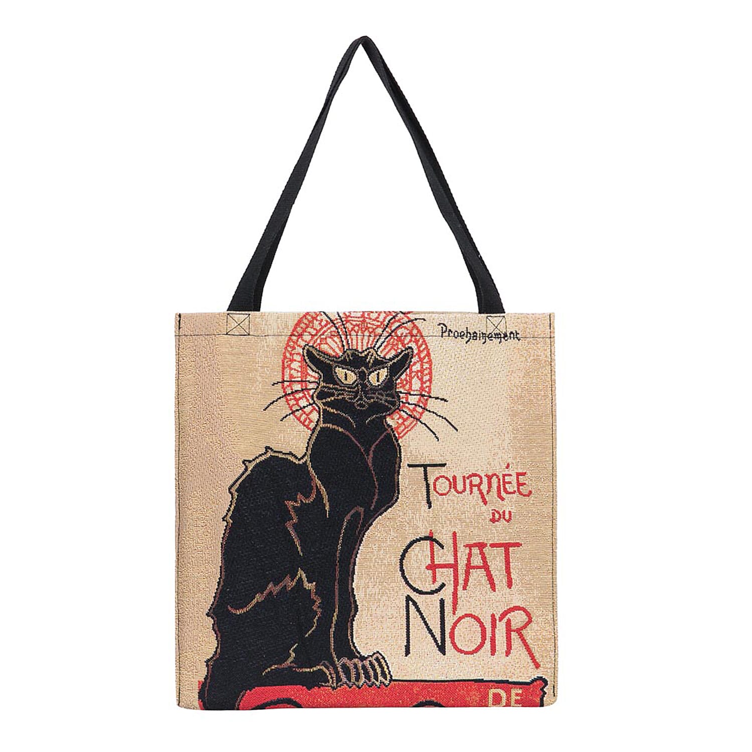 Signare Tapestry - 2 Piece Set - Tournee du Chat Noir Crossbody Bag (33x8x34cm) and Gusset Bag (22x5x17cm) in Beige