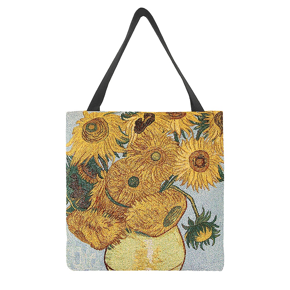 Signare Tapestry - 2 Piece Set - Van Gogh Artwork Sunflower Crossbody Bag (33x8x34cm) and Gusset Bag (22x5x17cm) in Yellow