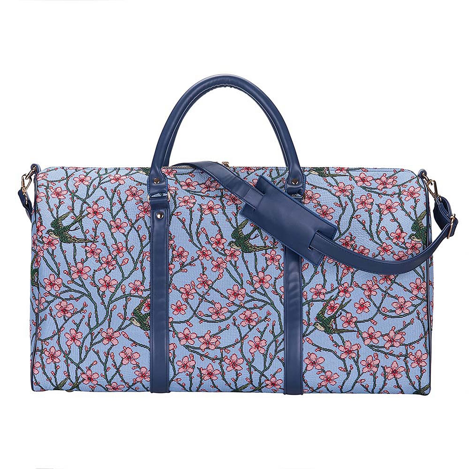 Signare Tapestry - 2 Piece Set - Blossom and Swallow Travel Bag (56X29X33cm) and Sling Bag (56X29X33cm) in Light Blue