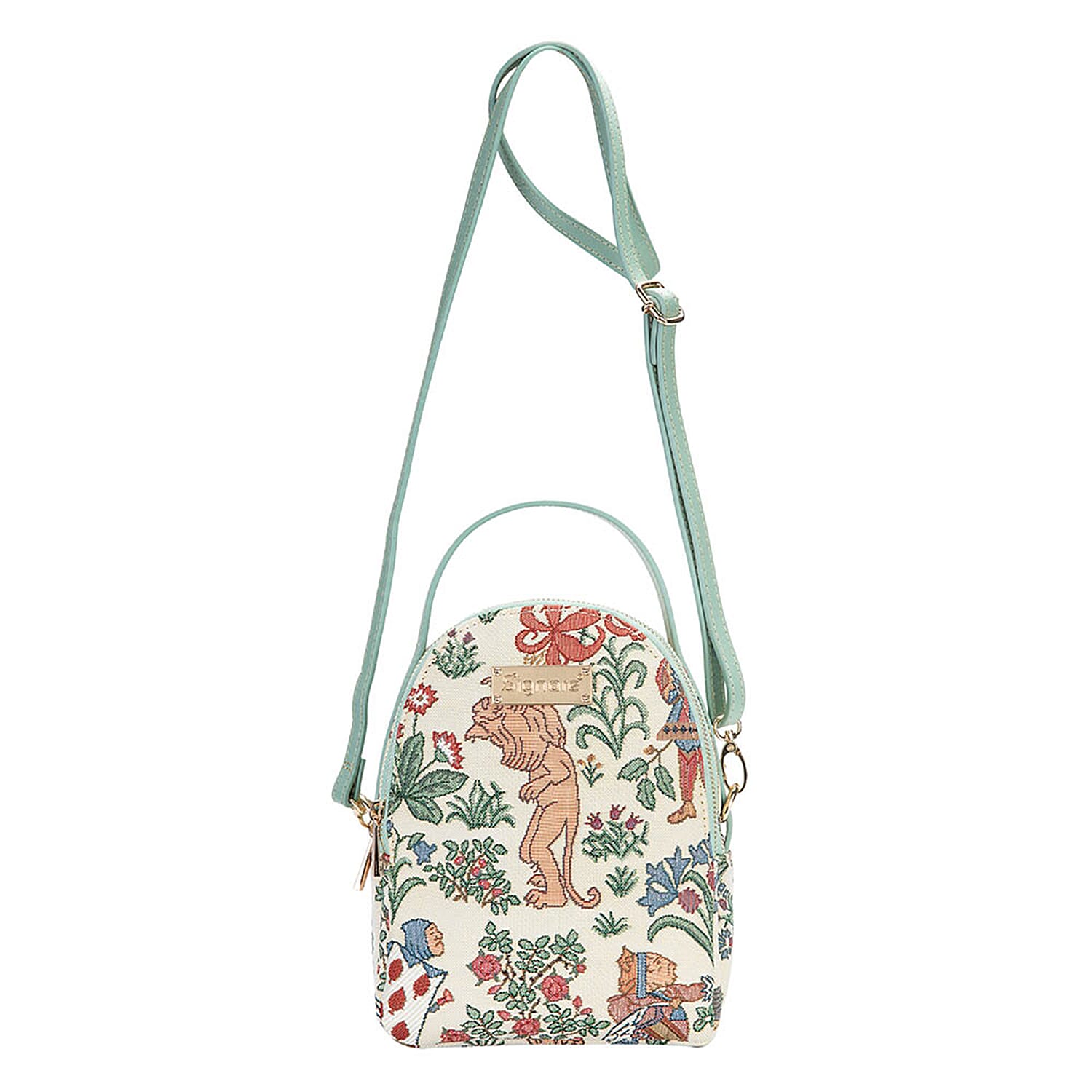 Signare Tapestry - 2 Piece Set - Alice in Wonderland Bagpack (17X6X22cm) and Cosmetic Bag (11X1.5X8cm) in Off-White Colour