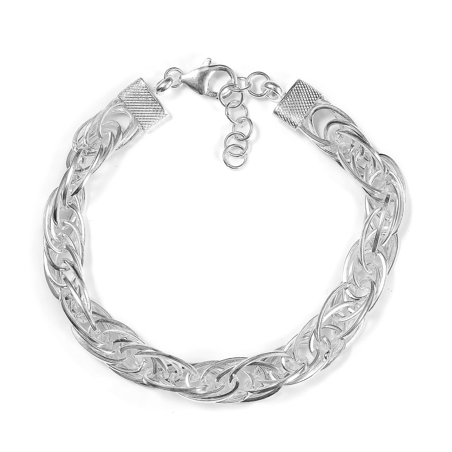 Sterling Silver Prince of Wales Bracelet (Size 7.5 with 1 inch Extender), Silver wt. 19.79 Gms