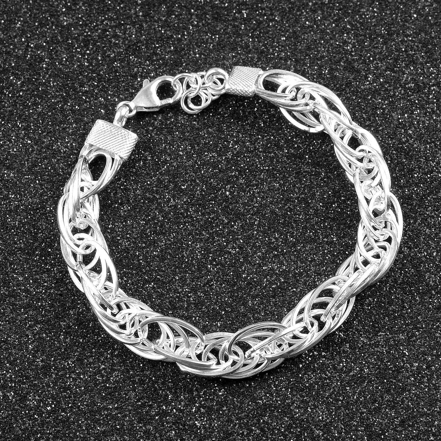 Sterling Silver Prince of Wales Bracelet (Size 7.5 with 1 inch Extender), Silver wt. 19.79 Gms