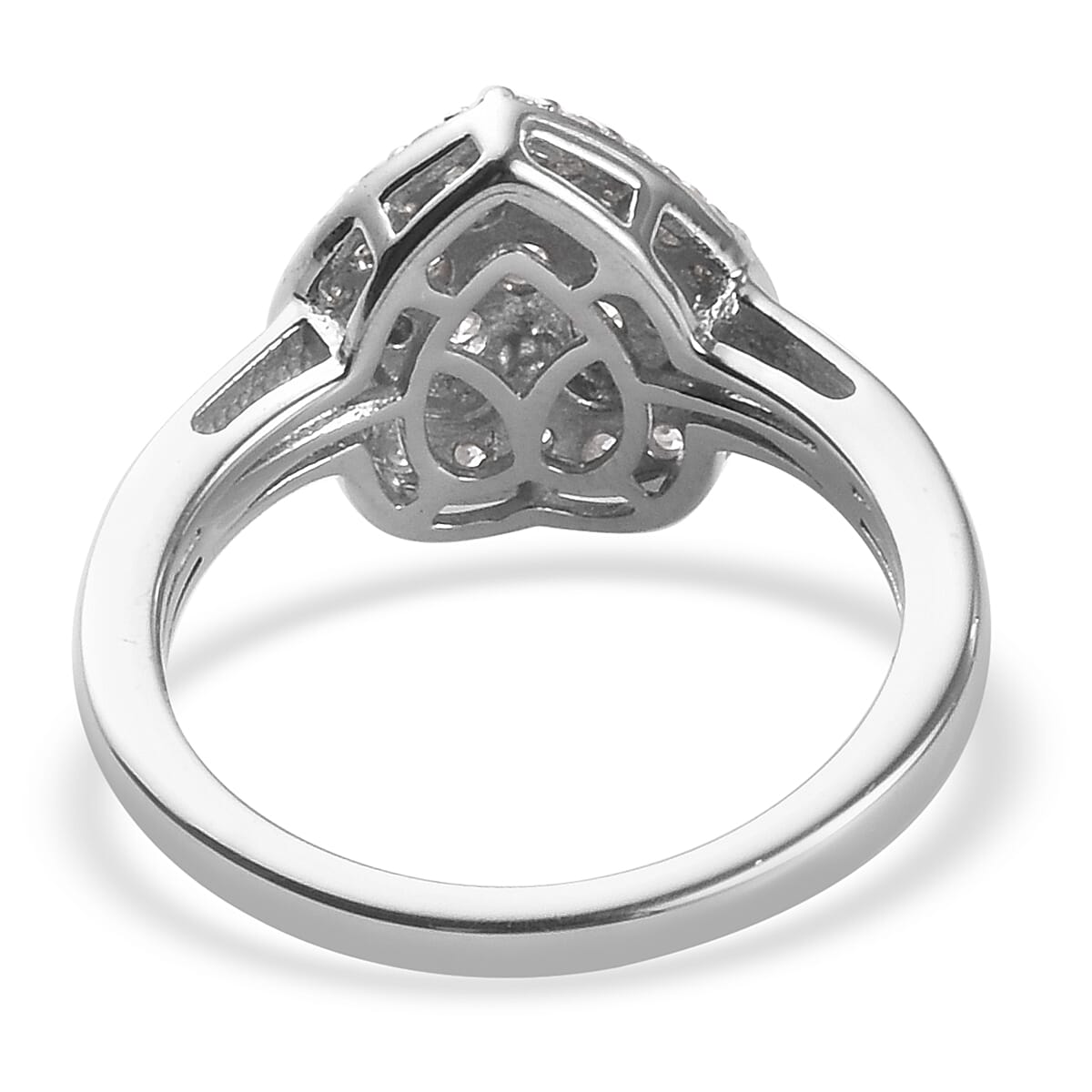 J Francis Platinum Overlay Sterling Silver Ring Made with Finest CZ 1.19 Ct.