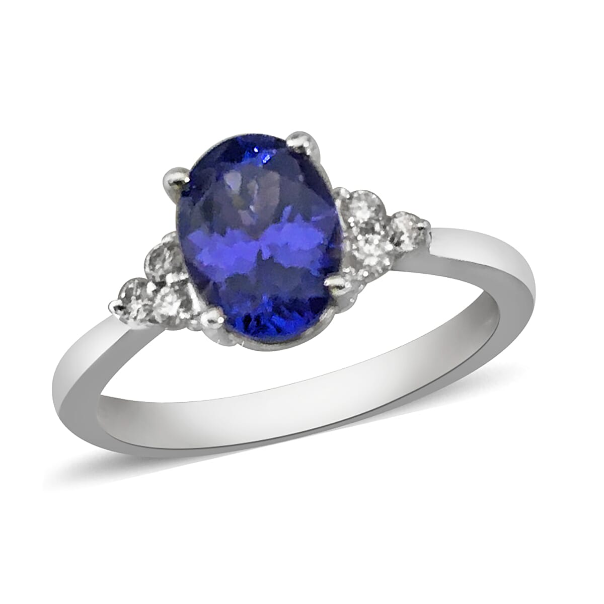 RHAPSODY 950 Platinum AAAA Tanzanite and Diamond (VS-E-F) Ring  1.40 Ct, Platinum wt. 5.00 Gms
