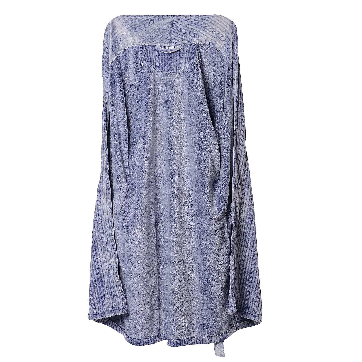 Soft Long Flannel Robe with Waistband (Size 70x120cm/One size)  -Navy Color