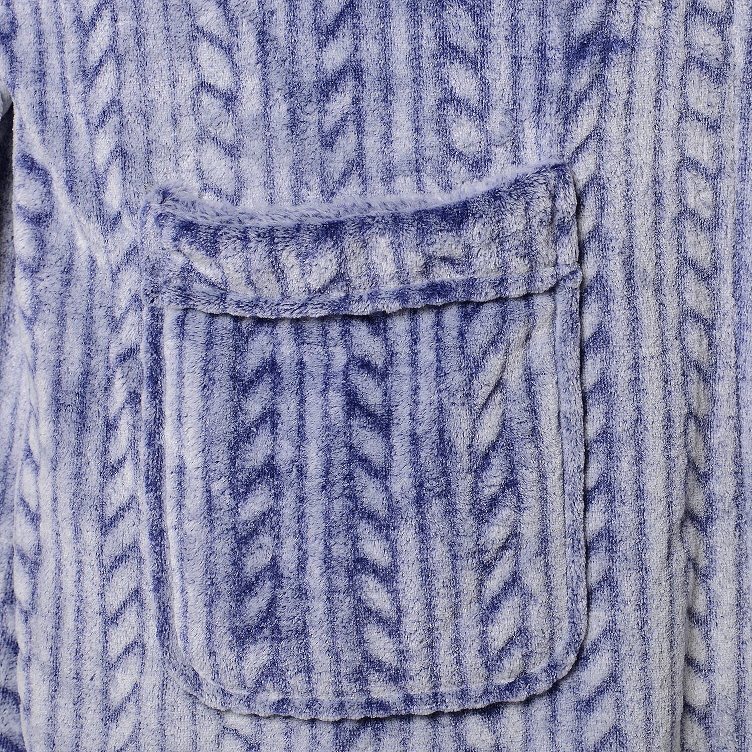 Soft Long Flannel Robe with Waistband (Size 70x120cm/One size)  -Navy Color