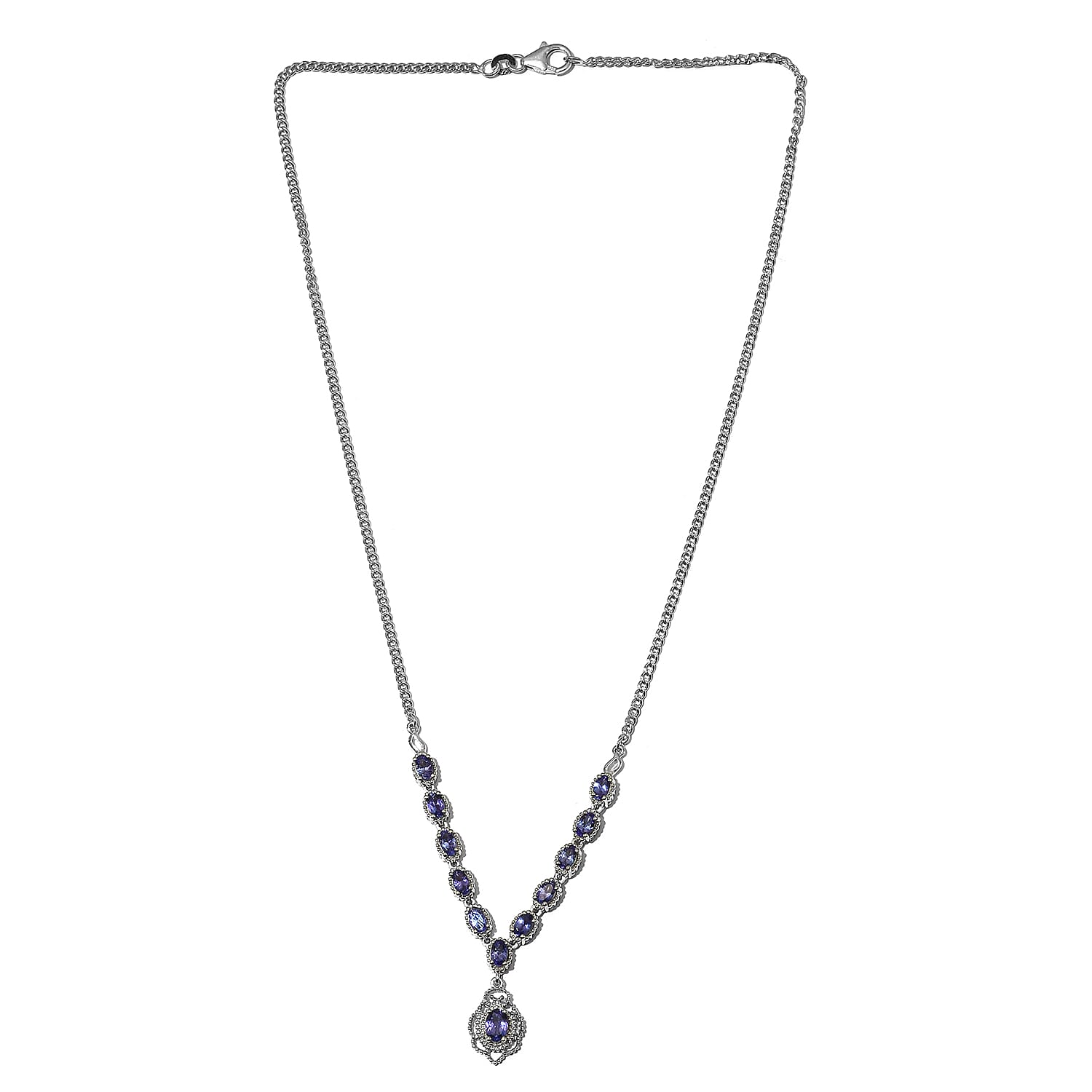 AAA Tanzanite Necklace (Size 18) in Platinum Overlay Sterling Silver 3.25 Ct, Silver wt. 10.80 Gms
