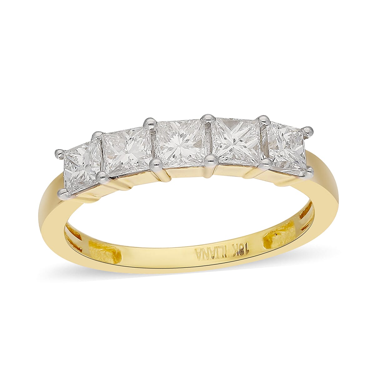 ILIANA 18K Yellow Gold IGI Certified Diamond (SI/G-H) 5-Stone Ring  1.00 Ct.