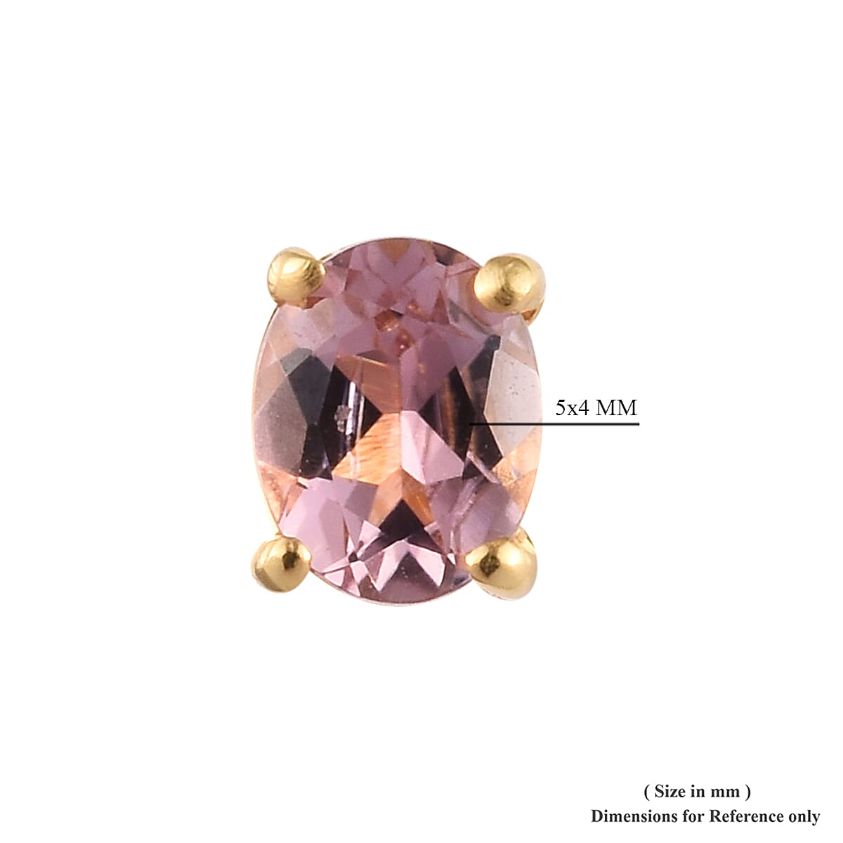 Pink Tourmaline Stud Earrings in 14K Gold Overlay Sterling Silver