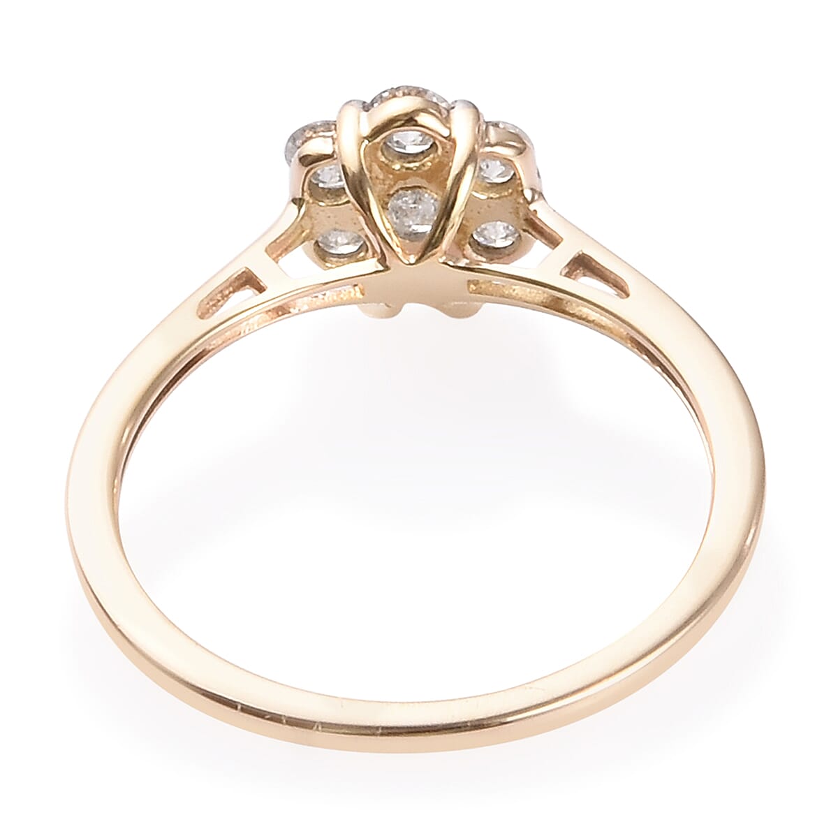 9K Yellow Gold SGL Certified Natural Diamond (I3-G-H) Floral Ring 0.50 Ct.