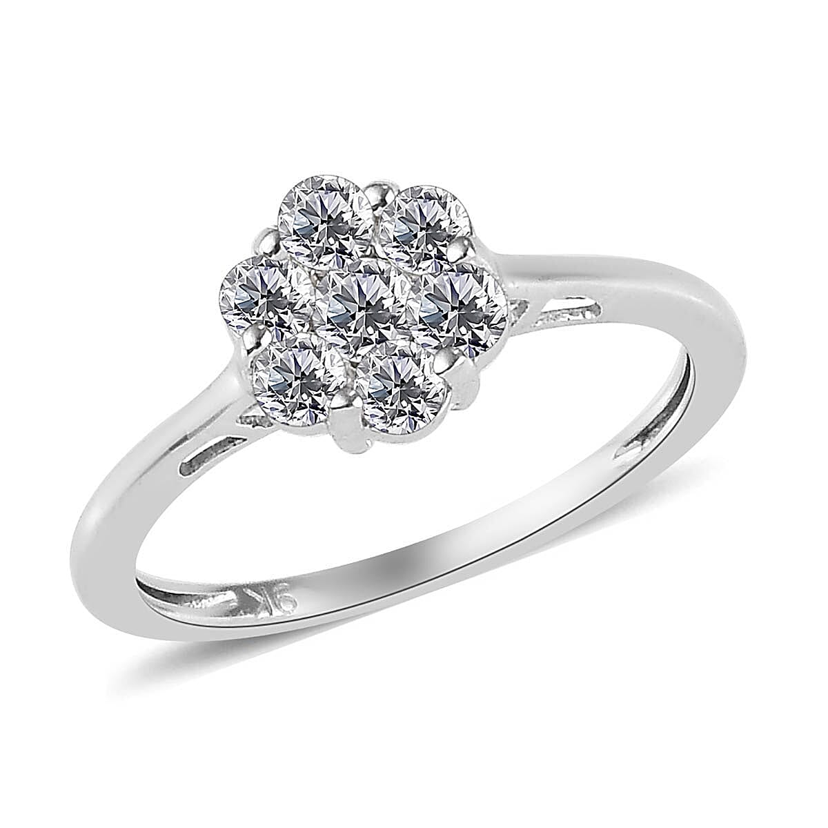 9K White Gold SGL Certified Diamond (I3/G-H) Floral Ring 0.50 Ct.
