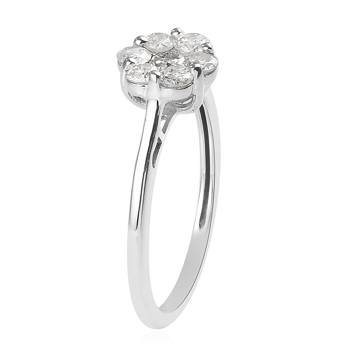 9K White Gold SGL Certified Diamond (I3/G-H) Floral Ring 0.50 Ct.