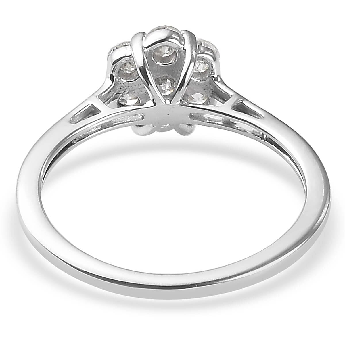 9K White Gold SGL Certified Diamond (I3/G-H) Floral Ring 0.50 Ct.
