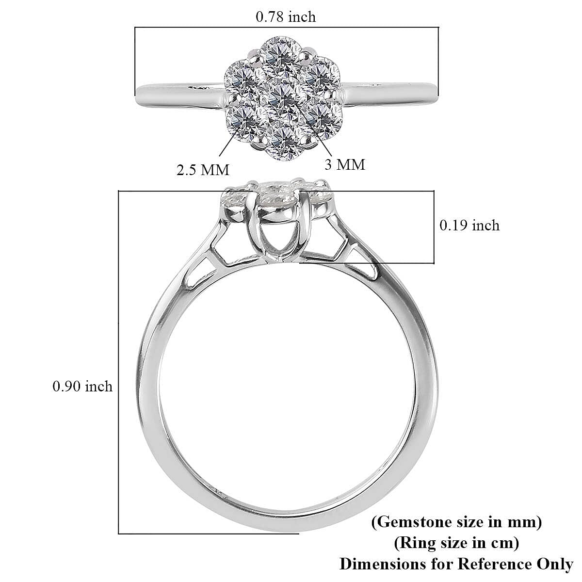 9K White Gold SGL Certified Diamond (I3/G-H) Floral Ring 0.50 Ct.