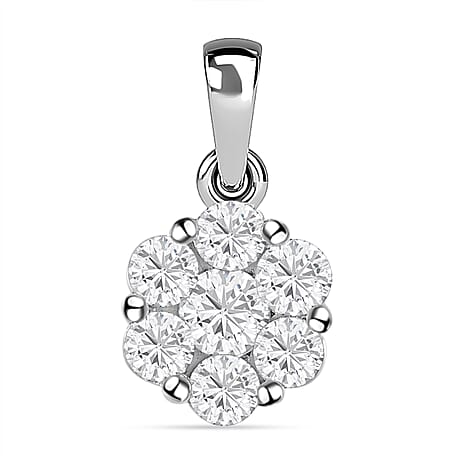 9K White Gold SGL Certified Diamond (G-H) Cluster Pendant 0.50 Ct