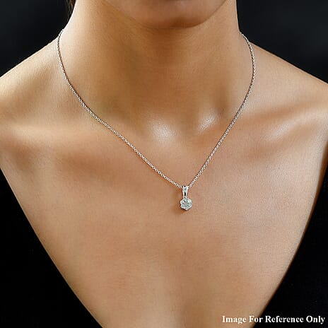 9K White Gold SGL Certified Diamond (G-H) Cluster Pendant 0.50 Ct