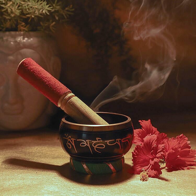 Tibetan Singing Bowl Musical Instrument for Meditation with Stick ( STICK-19X2.5 CM, BOWL 5x6X9 CM )